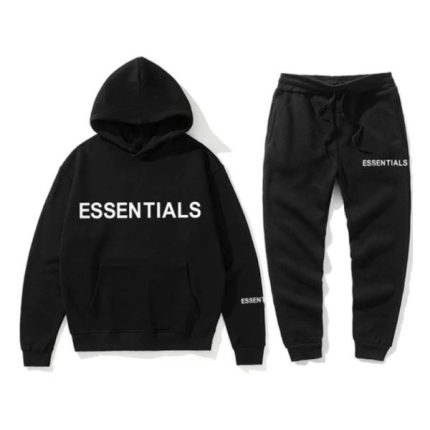 Black Essentials Spring Tracksuit Hooded Sweatshirt