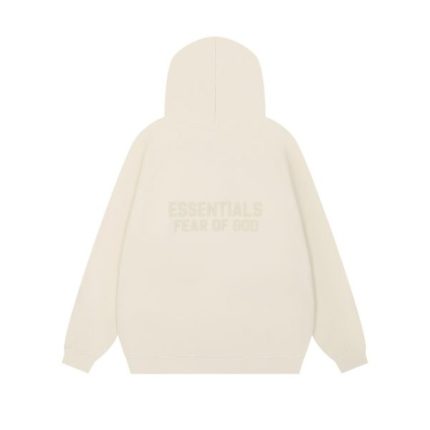 Fear of God Essentials Full Zip Up Hoodie Egg Shell White