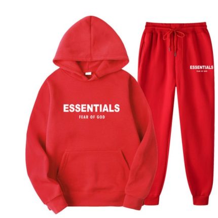 Fear of God Essentials Hoodie Tracksuit Red